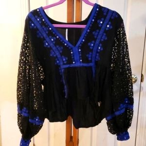 Free people balloon sleeves blouse